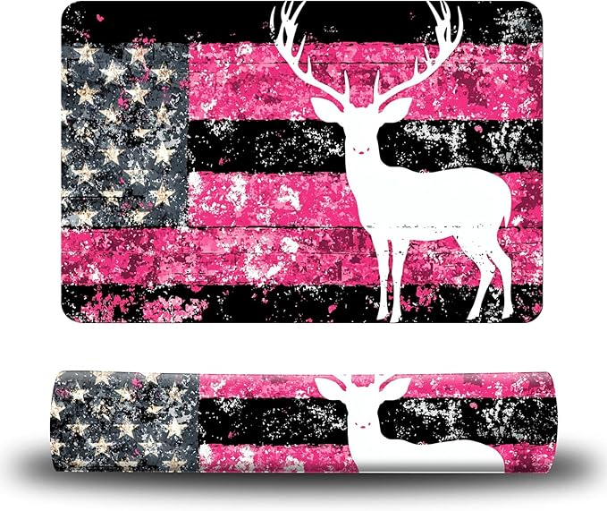 Dog Food Mat, 19.6" x 23.6" Absorbent Pet Feeding Mat for Food and Water, Waterproof Diatom Mud Pet Placemat with Non-Slip Rubber Backing, Easy Clean Cat Bowl Mat for Floors - Pink Flag Deer