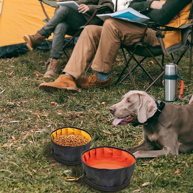 LumoLeaf Collapsible Dog Travel Bowl, 2 Packs Large 68oz/80oz Lightweight Foldable Bowl, Water and Food Bowls for Pets Dogs with Zipper (8+10 Cups)