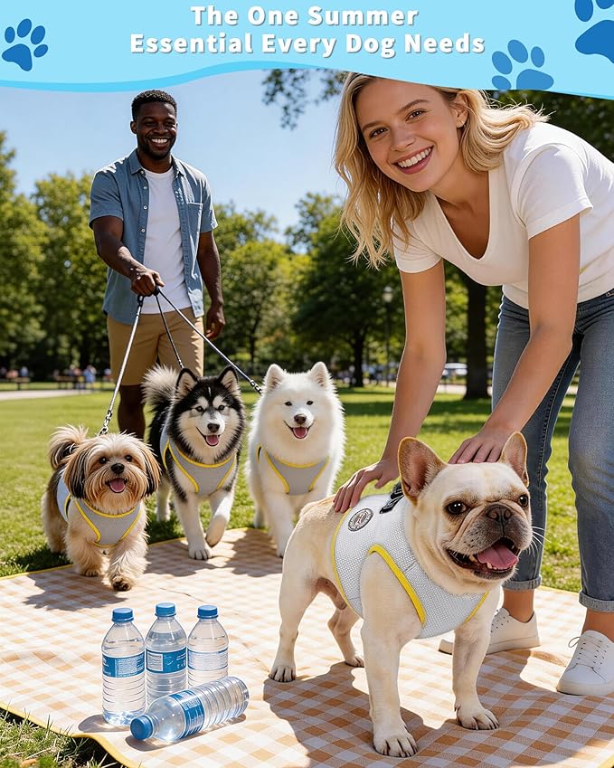 Huafly Dog Cooling Vest with Instant Chill-Heat Reflective Mesh Evaporative Dog Cooling Shirt,Adjustable Quick Release Cooling Harness for Dogs for Summer Walking,Hiking & Hot Weather (XX-Large)