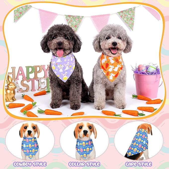 Sanwuta 72 Pcs Spring Dog Bandana Bulk Washable Puppy Triangle Scarfs Cat Bandanas Rabbit Adjustable Soft Spring Pattern Pet Triangle Bibs Accessories for Small Medium Dogs Cats Pets Costume