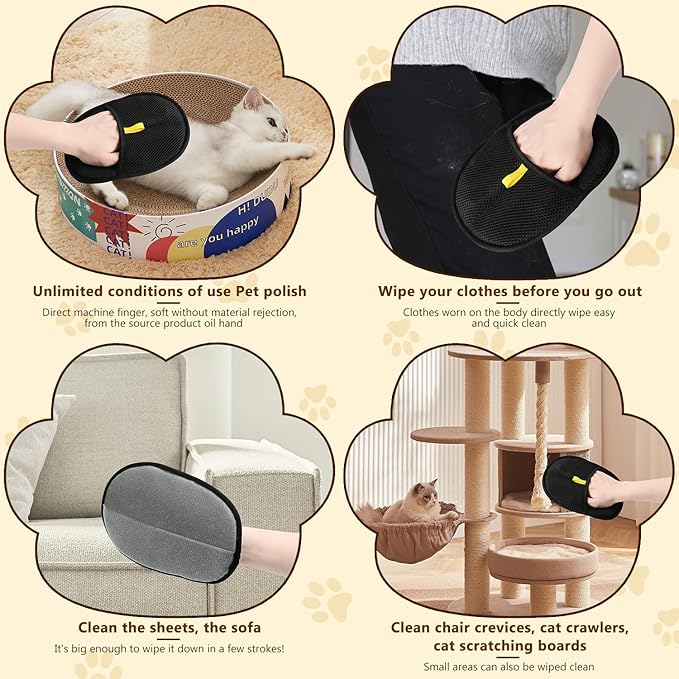Pet Hair Removal Glove,Electrostatic Efficient Grooming Gloves for Pet Hair,Cat Grooming Gloves,Upgraded Animal Fur Removal Tool,Reusable Cat & Dog Hair Remover for Couch,Carpet,Curtain-2pcs