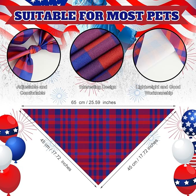 Abbylike 100 Pcs Patriotic Dog Bandanas Bulk 4th of July Bandanas for Dogs Triangle Kerchief Scarf for Pet 250th Anniversary Costume Photo Props Accessories Pet Shops, 25 Styles(25.6 x 17.7 x 17.7)