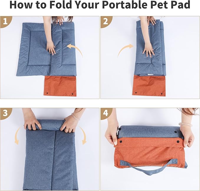 Outdoor Foldable Dog Mat Durable Teflon-Coated Oxford Material Waterproof Thin Dog pad Travel-Friendly Machine Washable Design for Camping/Car (Yellow, Small (27.6 * 19.7 * 1.57 in))