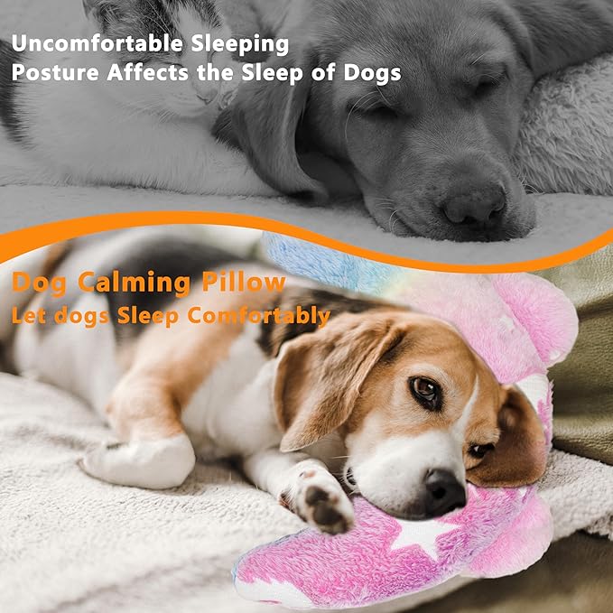 Pet Calming Pillow for Dogs, Soft U-Shaped Pillow Glow in the Dark, Joint Relief, Sleep Comfortably,Suit for Small, Medium, Large Dogs, Fluffy Pet Neck Pillow (M-Light Pink)