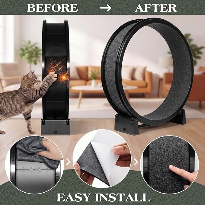 Ripeng 9 Pieces Cat Outer Wheel Pads Compatible with Cat Wheel Replacement Self Adhesive Felt Pads Durable and Non-Toxic Exercise Accessories