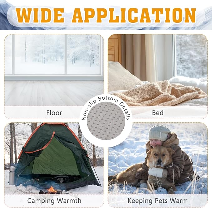 Large Self Heating Cat Dog Pad Mat 59''x27.5'' Non Electric Jumbo Washable Heated Thermal Sleeping Blankets for Adult Pet Bed Gifts Safe Use Indoor Outdoor Camping Furniture