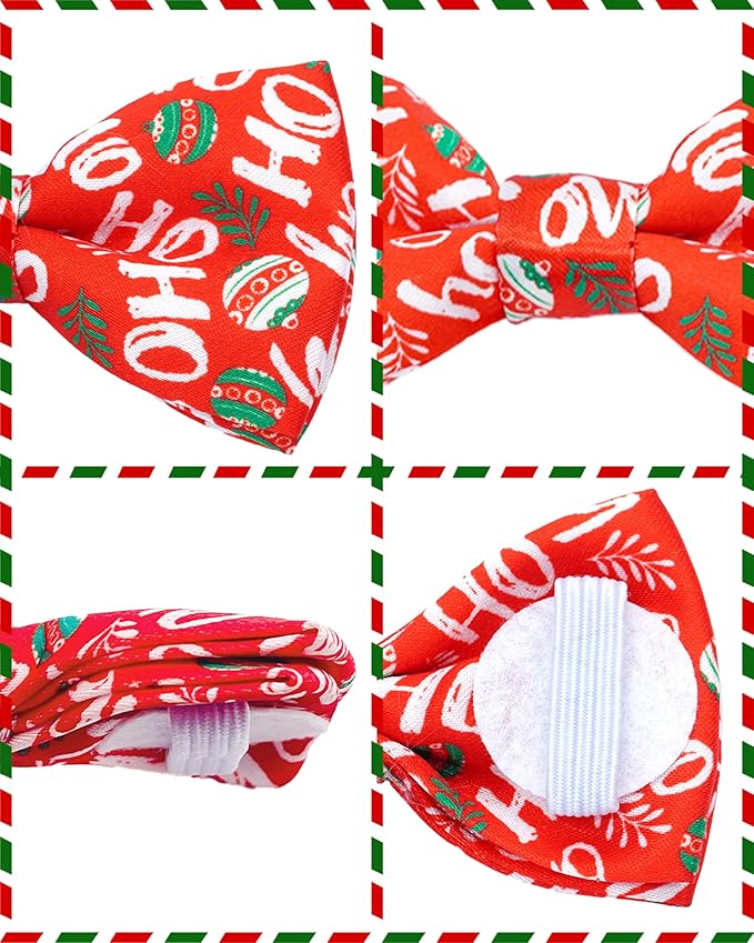 PET SHOW 10 Pack Holiday Small Dog Bow Ties Sliding Collar Attachments Puppy Cats Festival Patterns Bowties for Medium Dogs Classy Bowknots Party Wedding Pet Grooming Accessories(Small)