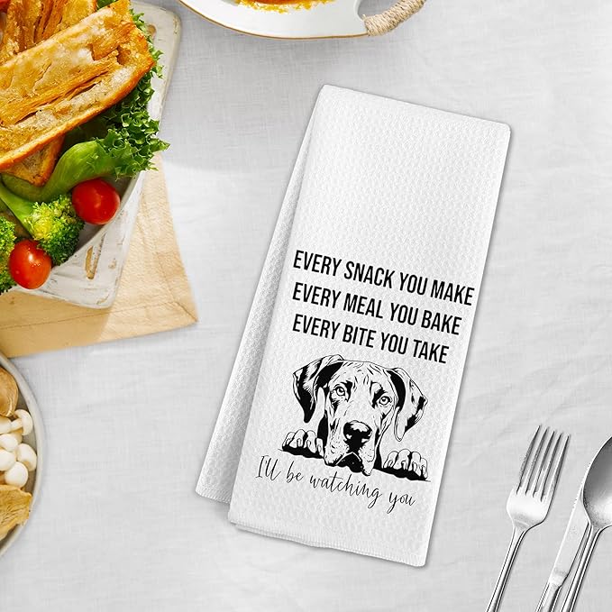 Funny Great Dane Dog Kitchen Towels, Great Dane Gifts Hand Towels, Funny Dogs I'll Be Watching You Hand Dish Tea Towel for Kitchen Bathroom Decor, Gifts for Dog Lovers Owners, 16x24 Inch
