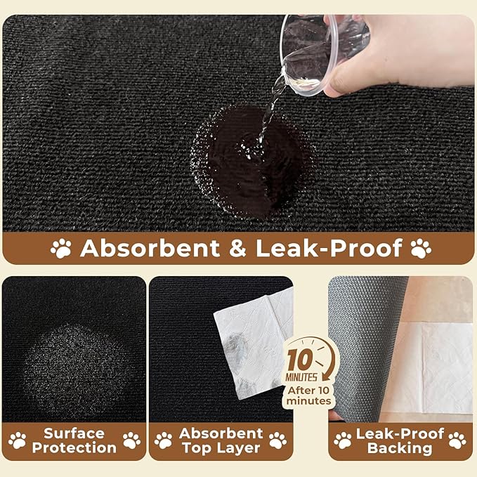 Dog Crate Mat, 46 in x 60 in Dog Playpen Mat Rubber Kennel Mat Extra Large Liner for Under Dog Crate cages, Absorbent Urine, Puppy Pee Pad Reusable Washable Floor Protector Waterproof Non-Slip Black