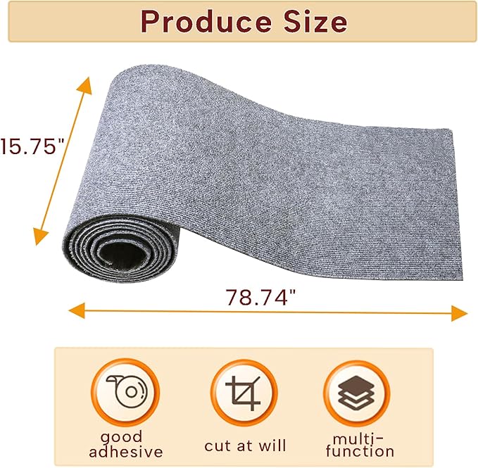 KEYIDE Self-Adhesive Cat Scratch Wall Climber, Wall Cat Scratcher Mat for Indoor Cats Kitten Trimmable Carpet Corner Protector 78.7"x15.8" (Beige)