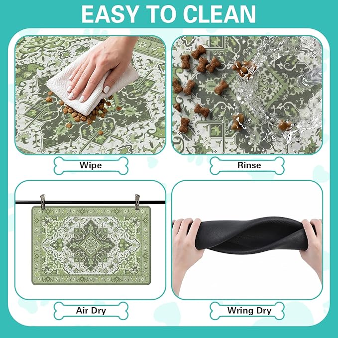 Pet Feeding Mat for Floors Waterproof Dog Mat for Food and Water Absorbent Quick Dry Non Slip mat for Cat Bowls