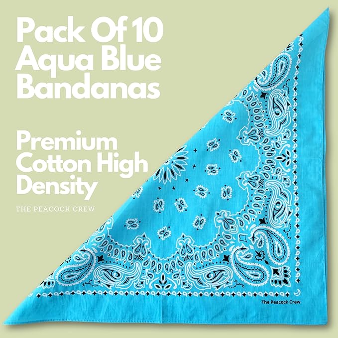 The Peacock Crew Premium Soft Cotton Bandanas Pack for Men and Women Paisley 22 x 22 inches