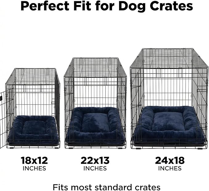 Dog Crate Bed 24x18 for Small Dogs,Washable Dog Crate Mat,Soft Kennel Bed Mattress with Non Slip Bottom,Dark Blue
