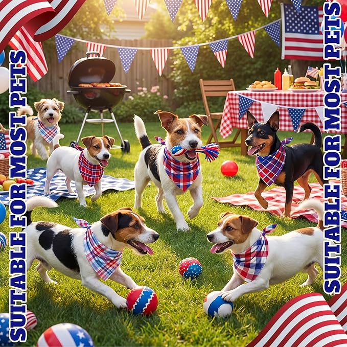 Abbylike 100 Pcs Patriotic Dog Bandanas Bulk 4th of July Bandanas for Dogs Triangle Kerchief Scarf for Pet 250th Anniversary Costume Photo Props Accessories Pet Shops, 25 Styles(25.6 x 17.7 x 17.7)