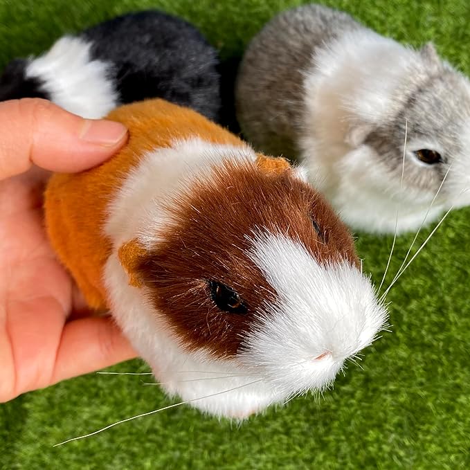 3 Pcs Assorted Color Realistic Hamster Figurines Plush Toys – Lifelike Guinea Pig Stuffed Animals, Home Decor, Kids Gift, Party Favors, Rodent Photo Props
