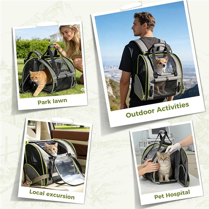 Lekereise Widened Pet Backpack Travel, Wide Pet Carrier Backpack for Cats and Small Dogs up to 18 lbs, Breathable Mesh Backpack Carrier with Sun Shade, Safety Leash, Hand Carry for Travel Vet Car