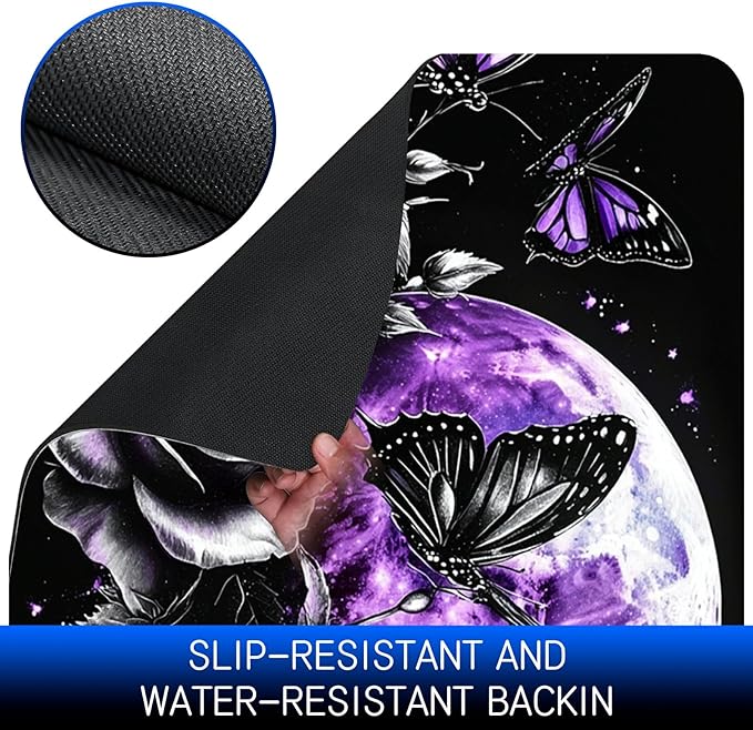 Dog Food Mat, 15.7" x 23.6" Absorbent Pet Feeding Mat for Food and Water, Waterproof Diatom Mud Pet Placemat with Non-Slip Rubber Backing, Easy Clean Cat Bowl Mat for Floors - Purple Moon Rose