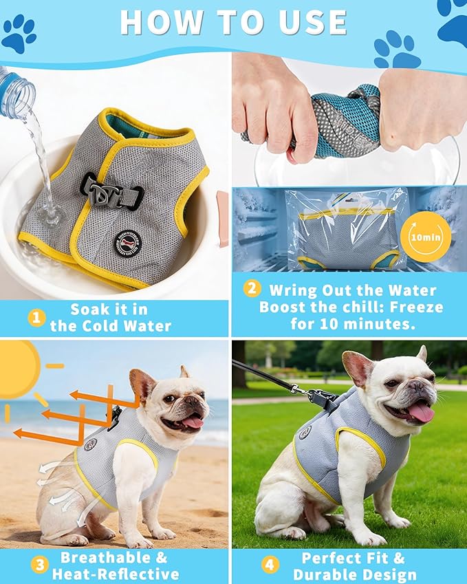 Huafly Dog Cooling Vest with Instant Chill-Heat Reflective Mesh Evaporative Dog Cooling Shirt,Adjustable Quick Release Cooling Harness for Dogs for Summer Walking,Hiking & Hot Weather (XX-Large)
