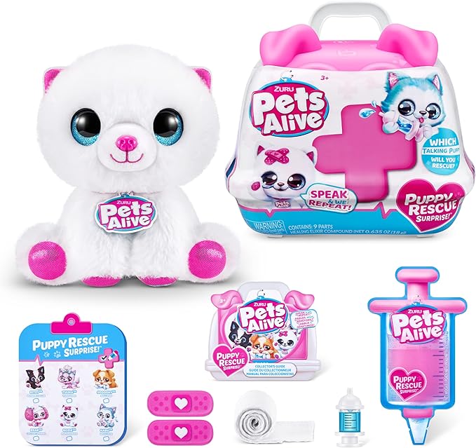 Pets Alive Pet Shop Surprise S3 Puppy Rescue (Pomeranian) by ZURU Surprise Puppy Plush, Ultra Soft Plushies, Compound Surprises Inside, Interactive Toy Pets, Electronic Speak and Repeat (Series 3)