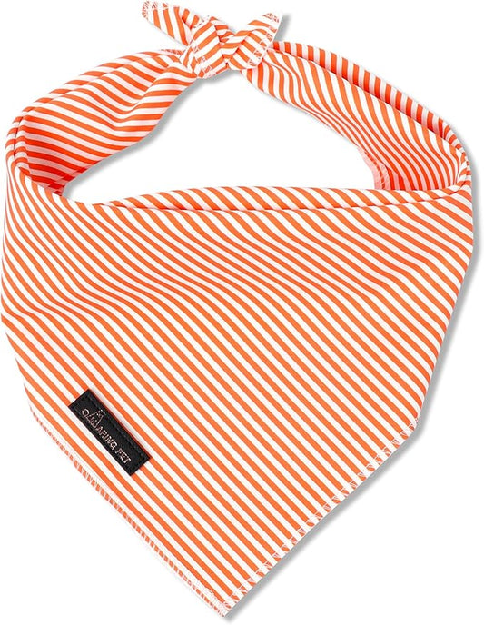 ARING PET Stripe Dog Bandanas, Cute Orange Pet Bandana Scarf Triangle Bib for Small Medium Large Boy Girl Dogs Cats, Puppy Kerchief for Daily Wear Walks Party Photos-S