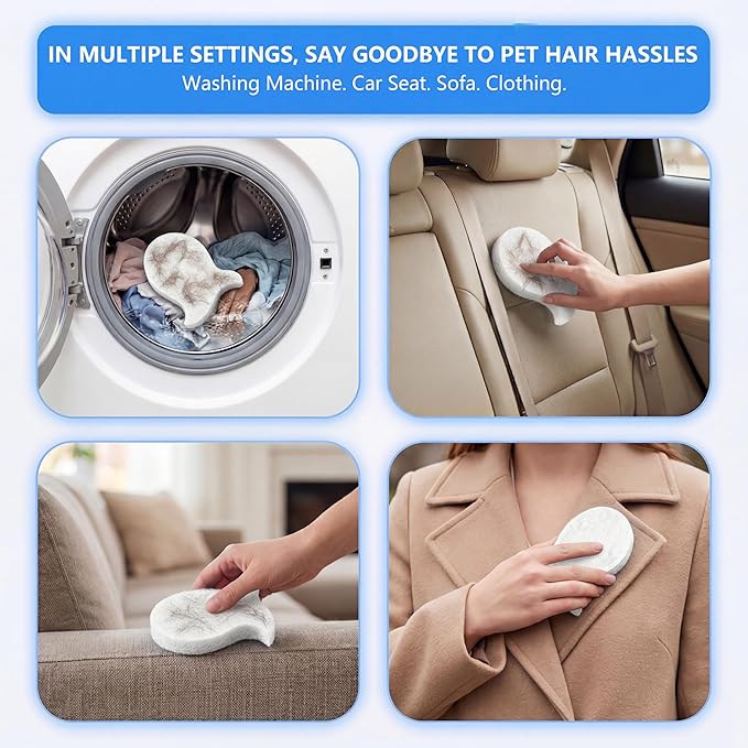 Pet Hair Remover for Laundry,Reusable Dog & Cat Hair Catcher for Washing Machine & Dryer,Effectively Removes Fur,Lint and Dander from Bedding,Clothes(2Pcs White)