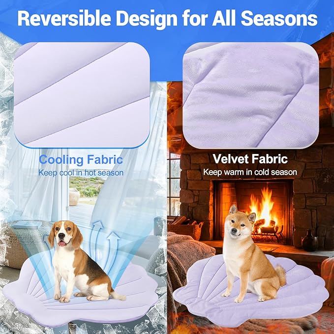 Dog Cooling Mat, 40'' × 40'' Large, Q-Max>0.4 Self-Cooling Mat for Dog, (Cool & Warm) Double-Sided Pet Cool Pads for Summer, Crate, Kennel, Machine Washable,Cat Cool Bed,Non-Gel, Macaron Purple