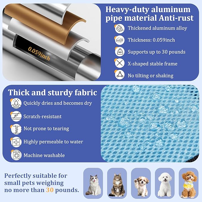 Foldable Pet Grooming Hammock for Small Dogs & Cats - Sturdy Stainless Steel Support Suitable, Dog & Cat Grooming Table - Gentle Joint Support for Nail Trimming, Bathing & Care, No Hook Needed -30 lbs