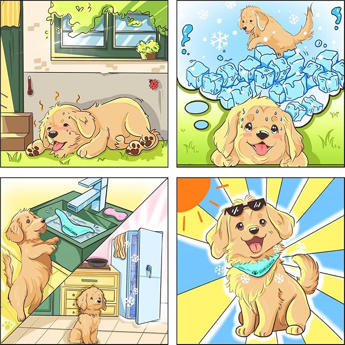 EXPAWLORER Dog Cooling Bandana - 2 Pack Instant Cool Chill Out Dog Scarf, Adjustable Summer Outdoor Ice Neck Cooler Vest, SAP Ice Crystal Powder Physical Cooling Pet Handkerchiefs, Fruits Medium