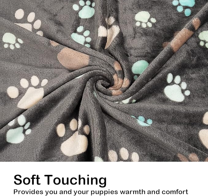 Dono 1 Pack 3 Dog Blankets, Soft Fluffy Fleece Pet Blanket Warm Sleep Mat Paw Print Design Puppy Kitten Throw Blankets Doggy Blanket for Dogs
