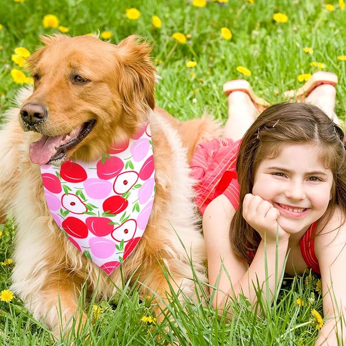 Eccliy 30 Pack Dog Bandanas Summer Bulk Fruit Dog Bandanas Adjustable Soft Triangle Scarf Washable Polyester Girl and Boy Pet Costume Bib with Fruit Patterns Large Pet Grooming Accessories Spring