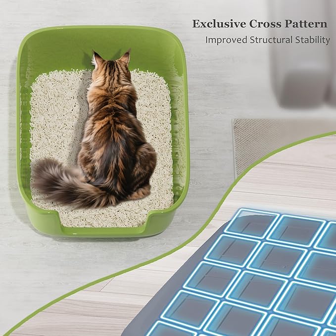 Vealind Large Cat Litter Box High Sided Entry Cat Litter Pan 50 x 40 x 22 CM, Anti-Splashing Deep Tall Cat Boxes for Indoor Cats Basics Kitty Litter Box (White)