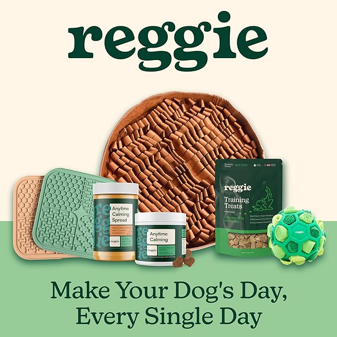 Reggie Snuffle Mat for Dogs, for Calming Support, Reducing Speed Eating, and Mental Stimulation, Durable & Easy to Clean Sniff Mat for Dogs, 20" Large Diameter, Dog Enrichment Toys, Bark Brown
