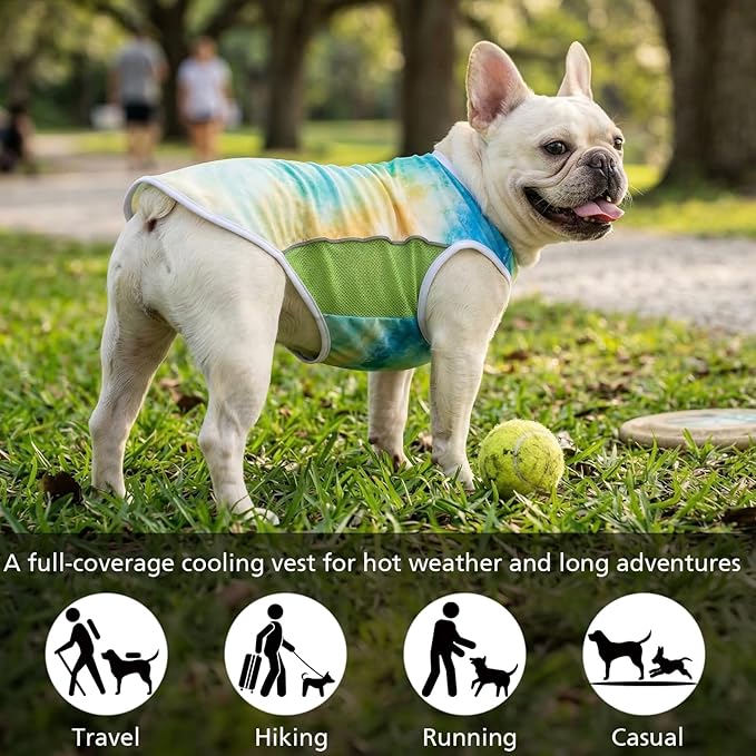 UPF 50+ Sun Protection Dog T-Shirt, 2 Pack Lightweight Sleeveless Dog Vest for Medium Dogs Boy – Reflective Strips, Quick-Dry Pet Apparel, Sports Fan Shirt P23ST00508XXL
