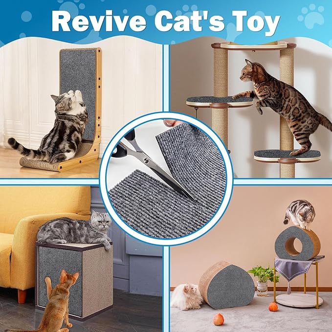 ENONCI Anti Scratch Pads for Cats, Furniture Protector for Couch Corners - 78.7x15.8 Inch Cat Scratching Mat, Replaceable Climbing Wall Scratcher