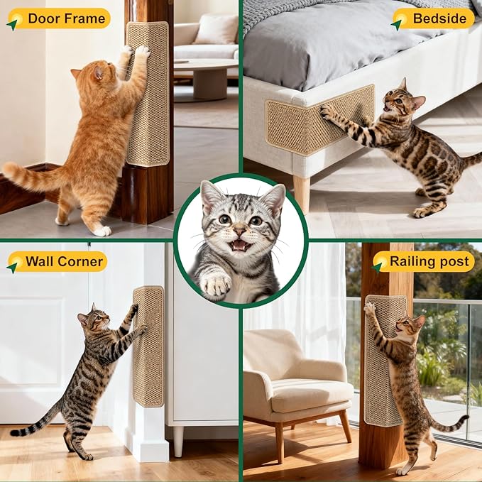 ENONCI Corner Cat Scratcher Wall Mounted for Indoor Cats, Cat Scratcher Pad for Door Frame, 19.6X9.8 Inch Anti Cat Scratch Door Furniture Protector for Couches and Walls
