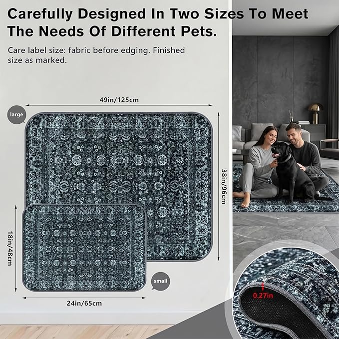 Washable Pee Pads for Dogs and Cats, 2 Pack Absorbent Thick Reusable Training Dog Pet Puppy Pads, Waterproof & Non-Slip Whelping Pads for Potty Training, Whelping, Playpen, Crate, Prevents Leakage