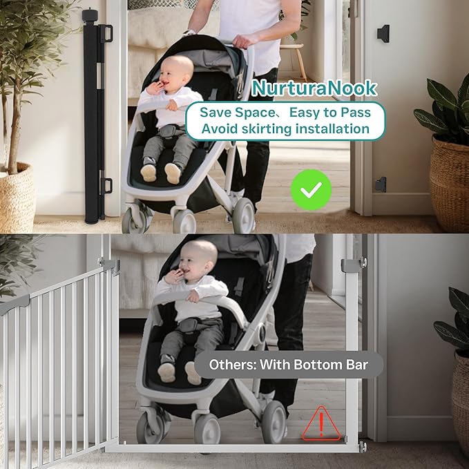150 Inch Extra Wide Retractable Baby Gate,Mesh Baby Gate or Mesh Dog Gate,34" Tall,Child Safety Gate for Doorways, Stairs, Hallways, Indoor or Outdoor