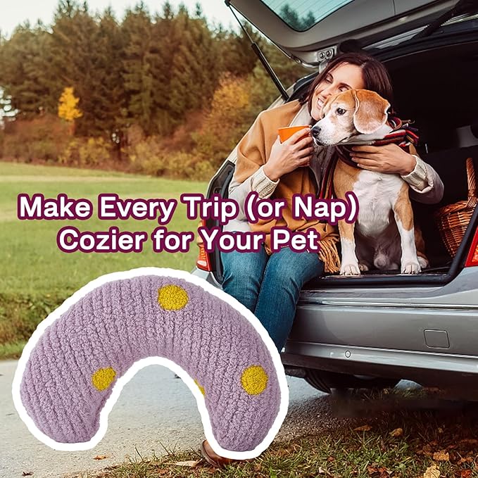Calming Pillow for Small Medium Cats and Dogs Soft Fluffy Pet Pillow Anxiety Relief with Cute Embroidery Pattern