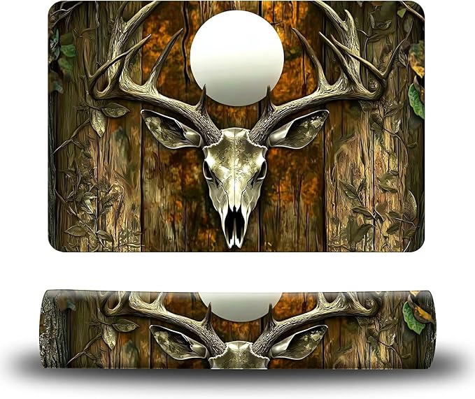 Dog Food Mat, 15.7" x 23.6" Absorbent Pet Feeding Mat for Food and Water, Waterproof Diatom Mud Pet Placemat with Non-Slip Rubber Backing, Easy Clean Cat Bowl Mat for Floors - Moon Deer Head