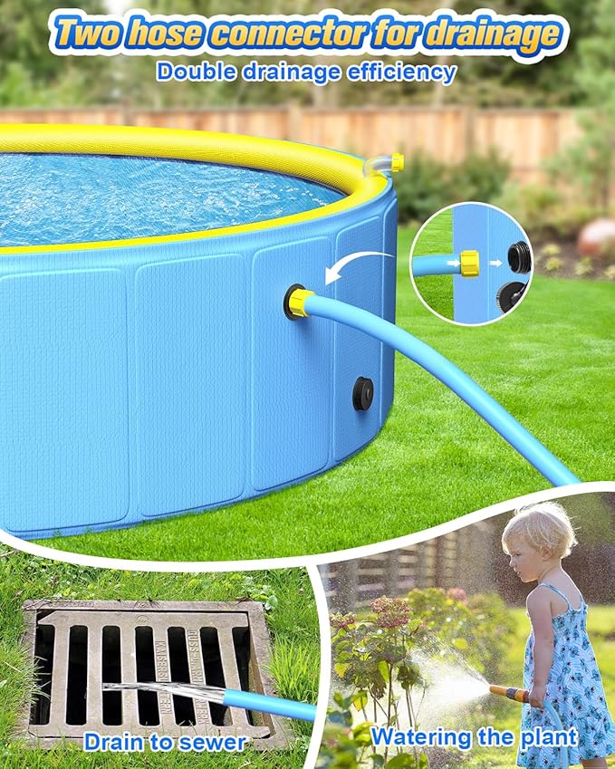 Yivsen Perfect Combination of Dog Pool and Splash Pad W79 X H12, Sturdyer Foldable Kiddie/Baby Hard Plastic Pools, Summer Swimming Bath Tubs for Kids/Dogs/Pet