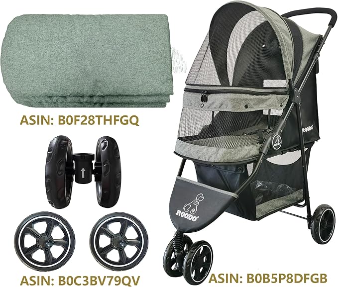 ROODO Pet Stroller Mat for Dogs, Cushion Inner Pad, Exclusive Use, Original, Replaceable, Easy to Clean, Set of 3 pc (Cationic Ash)
