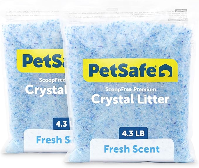 PetSafe ScoopFree Premium Crystal Cat Litter - Outperforms Clay Litter - Less Tracking, Dust for A Fresh Home - Non-Clumping - Two 4.3 lb Bags of Litter (8.6 lb Total) - Original Blue