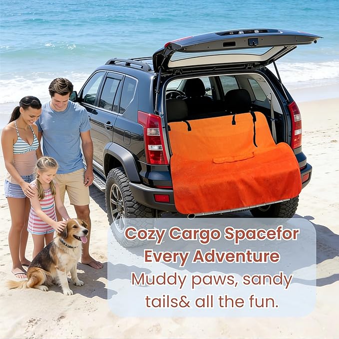 Waterproof Back Seat Cover for Dogs and Kids, Car Seat Protector Under Baby Car Seat, Child and Dog Car Seat Cover Blanket for Rear Bench(Orange, Rear Bench Seat Towel)