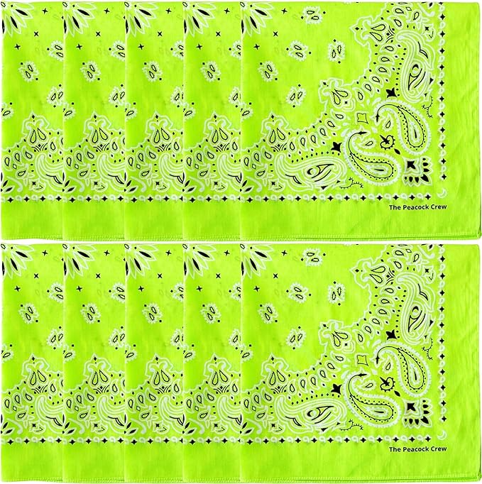The Peacock Crew Premium Soft Cotton Bandanas Pack for Men and Women Paisley 22 x 22 inches