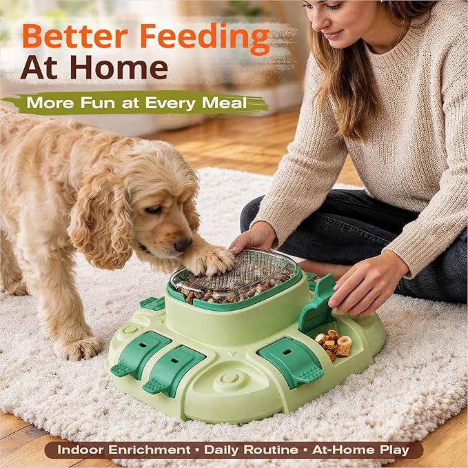 KADTC Dog Puzzle Toy, 2 Levels of Challenge, Push-to-Release Treat Dispenser, Slow Feeder & Mental Stimulation Enrichment Toy for Small Medium Large Dogs