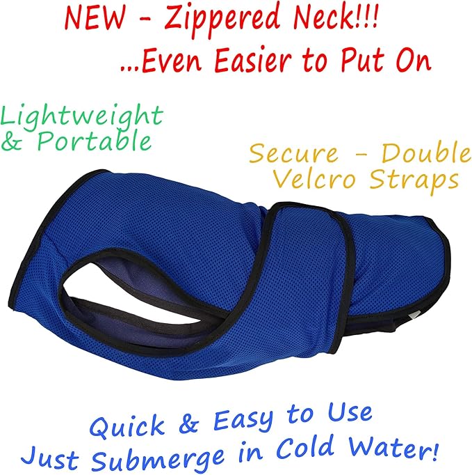 Dog Cooling Vest – Lightweight Jacket for Dogs with Zip Neck & Velcro – Easy On/Off Cooling Coat for Walks, Travel & Outdoors by Lautus Pets - XXL