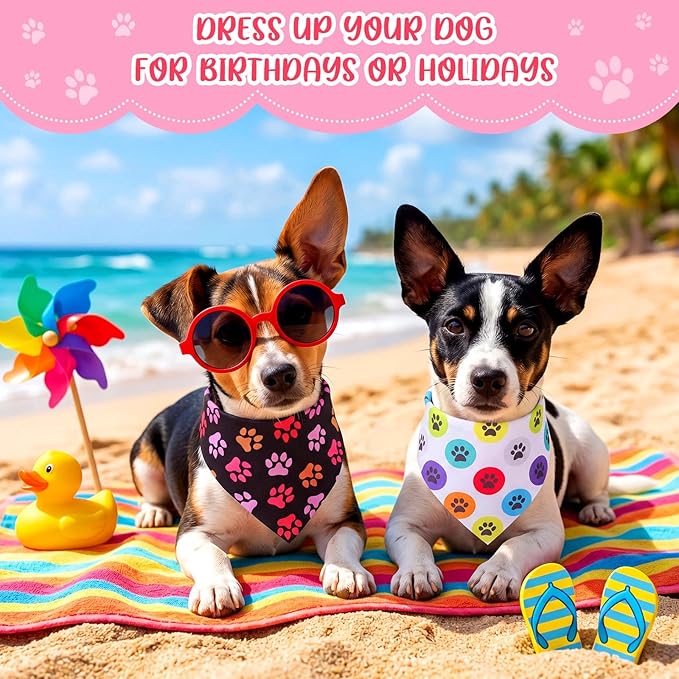 Youyole 120 Pcs Pet Party Dog Bandana Bulks Paws Dog Bandanas Summer Party Pet Scarf Soft Cat Triangle Scarves Bandana Cat Bibs for Small and Medium Breed