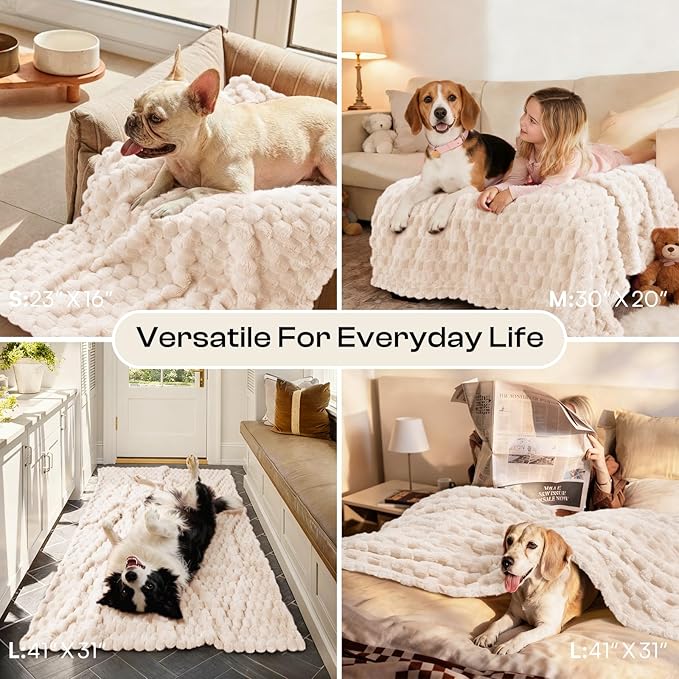 Luciphia 300GSM Fleece Dog Blanket for Small Medium Large Dogs 3D Jacquard 1 Pack 3 Flannel Puppy Cat Pet Throw Blankets Soft Washable Decorative Furniture Protect Pcs3-White, M(30''x20'')
