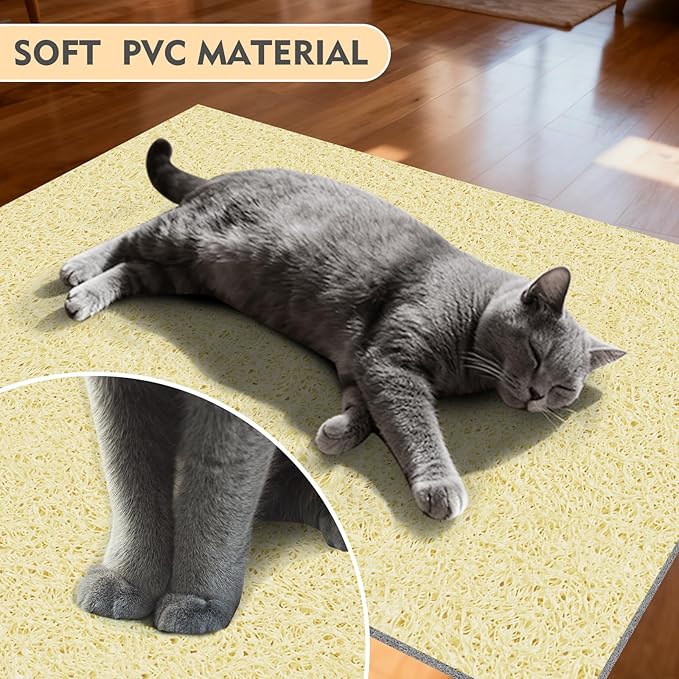 Extra Large Cat Litter Mat 30"x24",Heavy-Duty Litter Rug Catcher with Deep Textured Surface,Non-Slip Kitty Litter Mat Waterproof & Easy Clean, Ideal for Multiple Cats, Beige