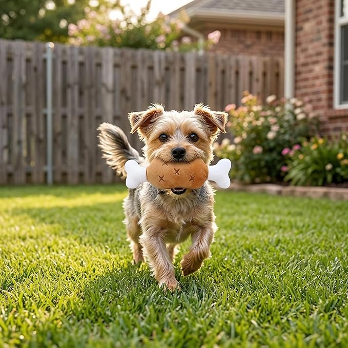 3 Pack Squeaky Dog Toy Bundle, Realistic Chicken Drumstick & Bone Latex Chews with Plush Meat Steak, Interactive Water-Resistant Dog Toys for Small to Medium Dogs, Puppies